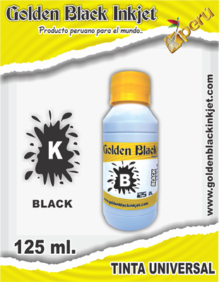 Frasco 125ml de Tinta NEGRA para Recarga de Cartuchos HP, Canon, Lexmark